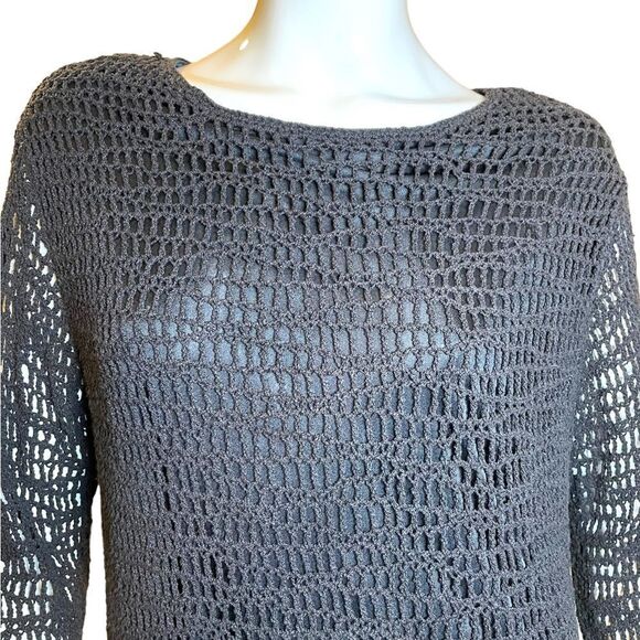 Vintage Crochet Long Sleeve Sweater Black Large - Picture 6 of 16